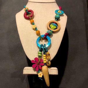 TRESKA Modern Abstract Multicolor MultiMedia Y Drop Necklace